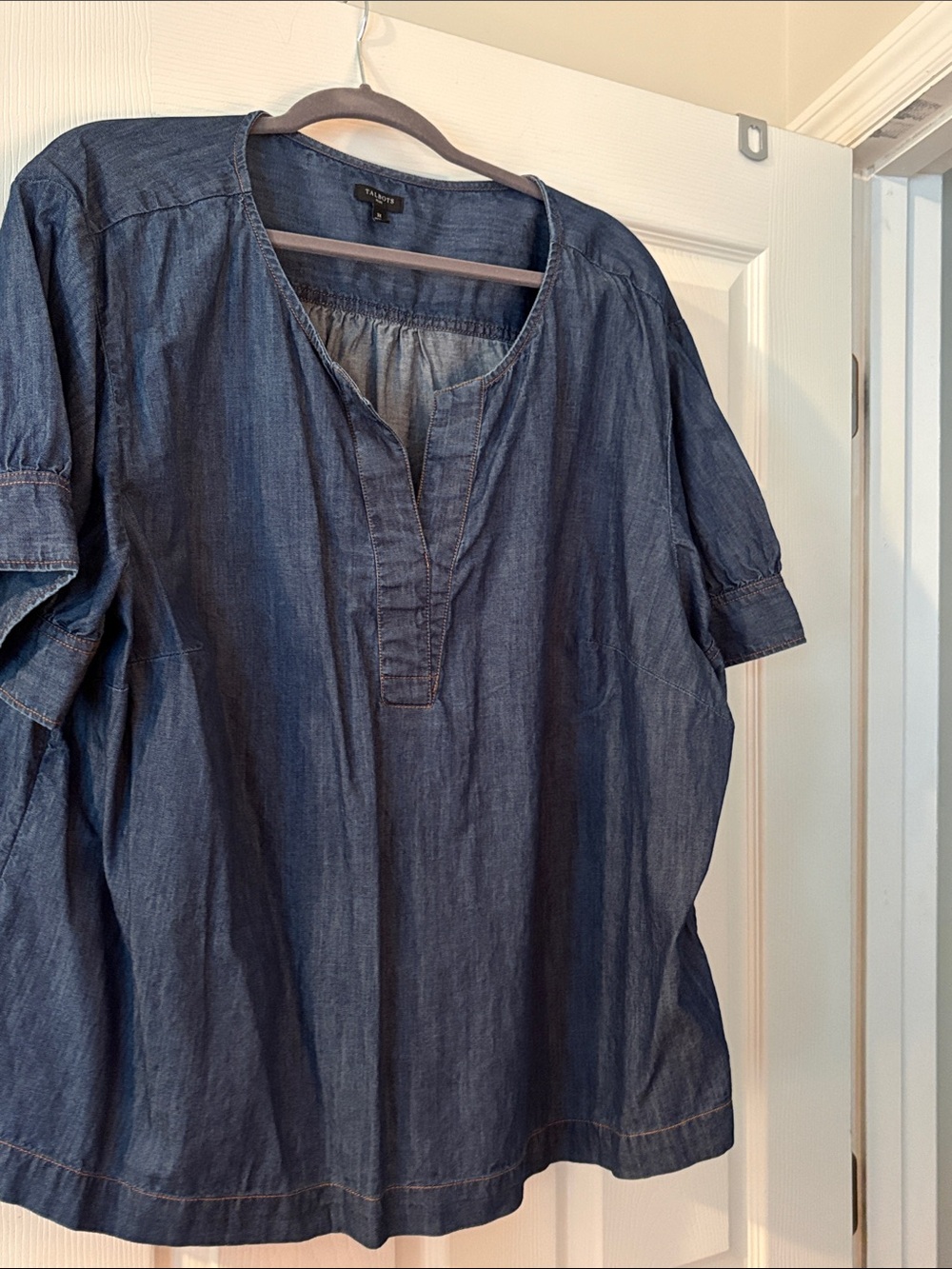 Talbots Indigo Denim Button-Front Casual Top